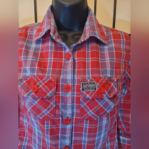 Superdry Plaid Fitted Button Up Shirt sz Small - Picture 3 of 9